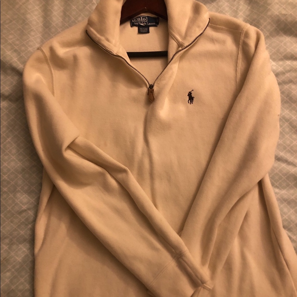 Cream Ralph Lauren half zip sweater